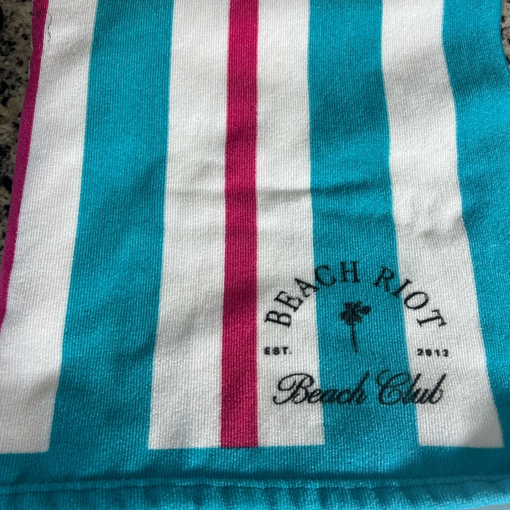 Beach Riot Turquoise, White & Pink Striped Beach Towel